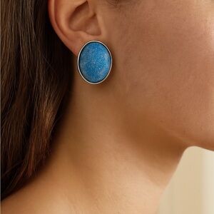 Kenneth Jay Lane Blue Oval Earrings